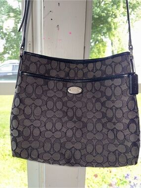 Coach Black and Gray Signature Canvas Crossbody